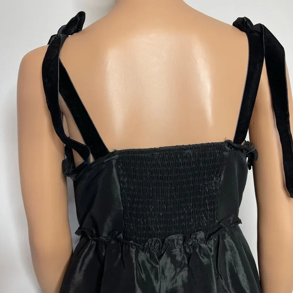 The Shirt Rochelle Behrens Veronica Taffeta Babydoll Dress size M Black - Picture 7 of 11